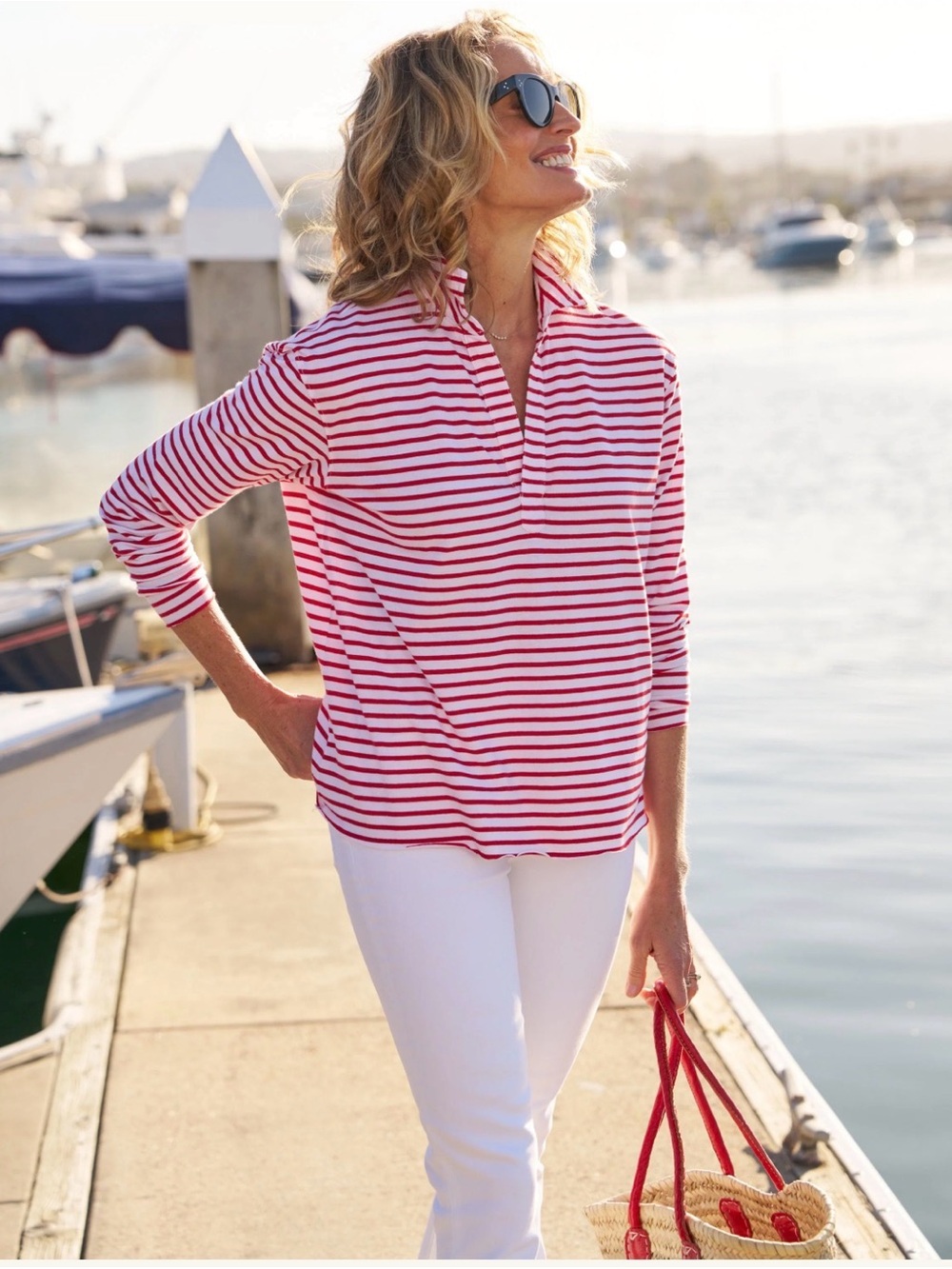 🆕Frank & Eileen Patrick Popover Henley in Red French Stripe